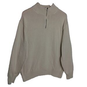 Spring +Mercer Mens XL Off White Quarter Zip Sweater Cotton